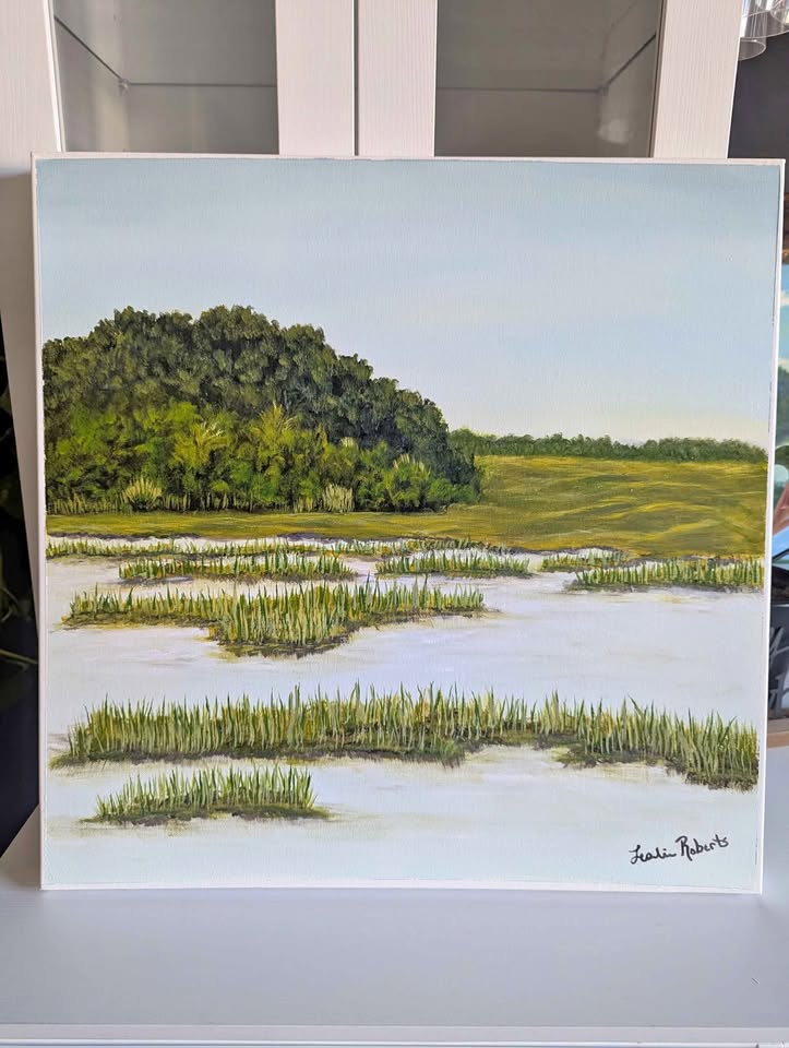 Available original Lowcountry painting Lowcountry Scene by Leslie Roberts in Huger, SC