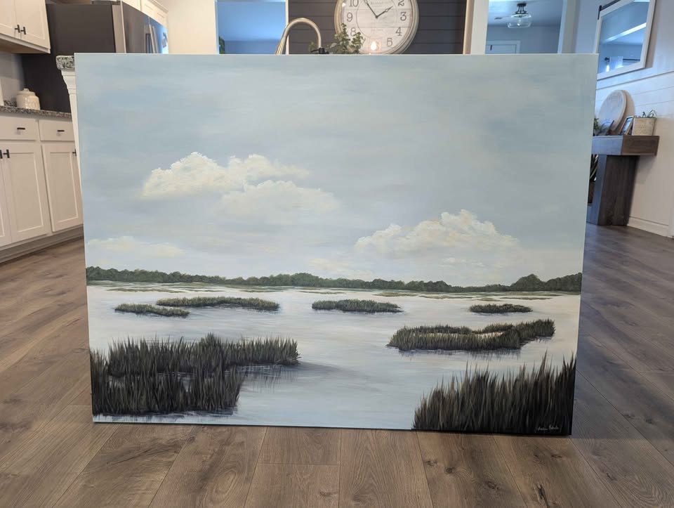 Available original Lowcountry painting Lowcountry Stillness by Leslie Roberts in Huger, SC
