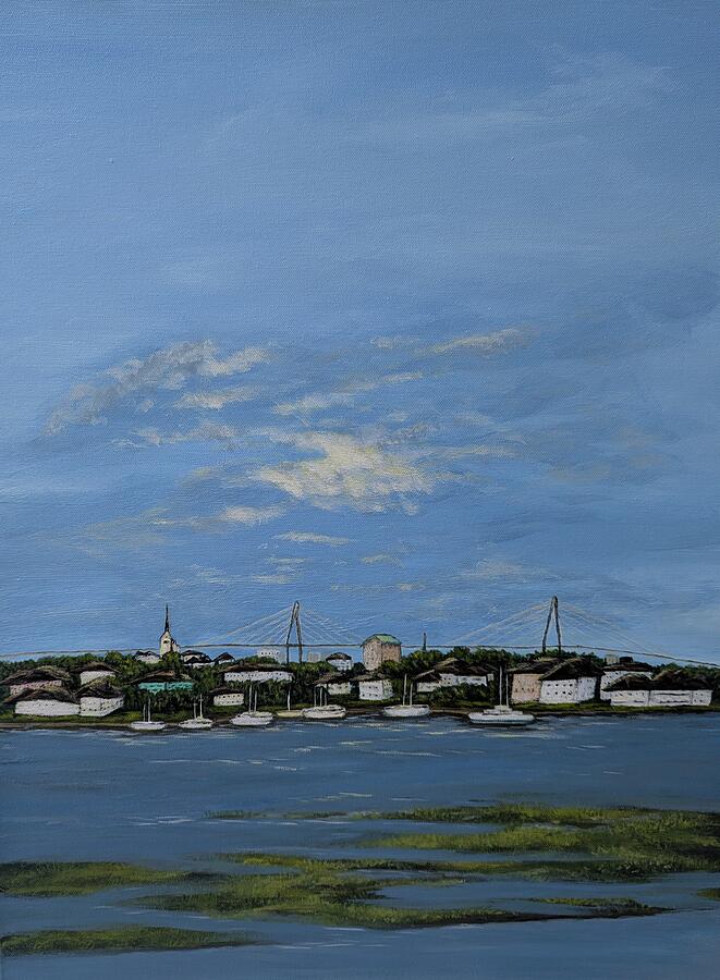 Available original Lowcountry painting A View of the Ravenel by Leslie Roberts in Huger, SC