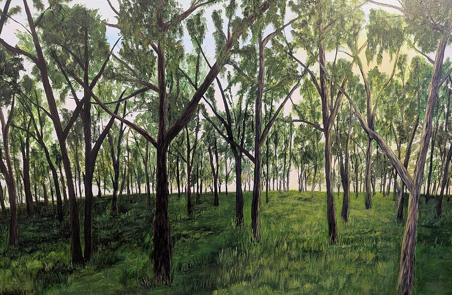 Available original Lowcountry painting Lowcountry Back Woods by Leslie Roberts in Mt Pleasant, SC