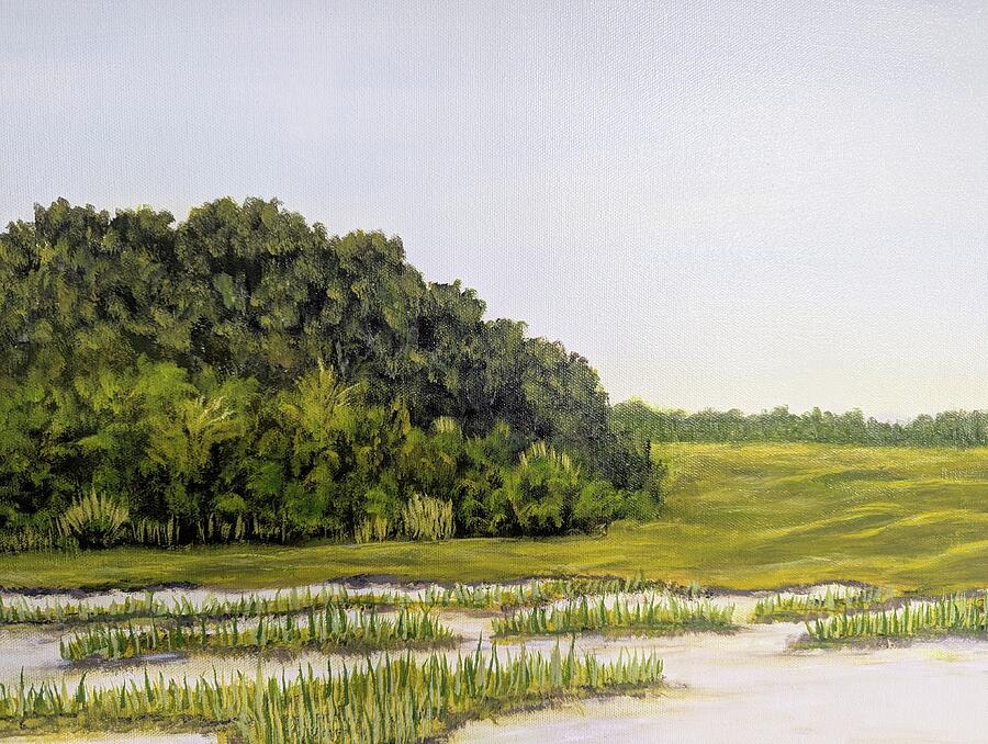 Available original Lowcountry painting 24 x 36 original lowcountry marsh by Leslie Roberts in Mt Pleasant, SC