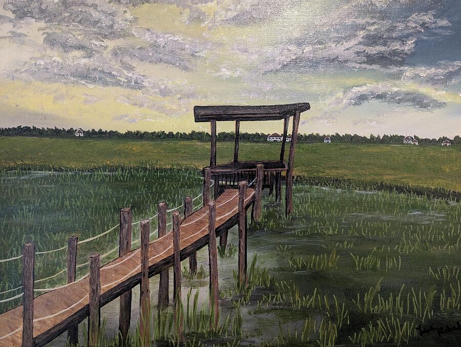 Related original Lowcountry painting A walk on the dock by Leslie Roberts